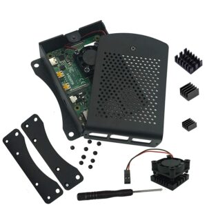 raspberry pi 4 model b aluminum case metal chassis shell box with onboard cooling fan (black) (for raspberry pi 4)