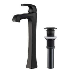 kraus kvf-1210mb esta single handle vessel bathroom faucet with pop-up drain, matte black