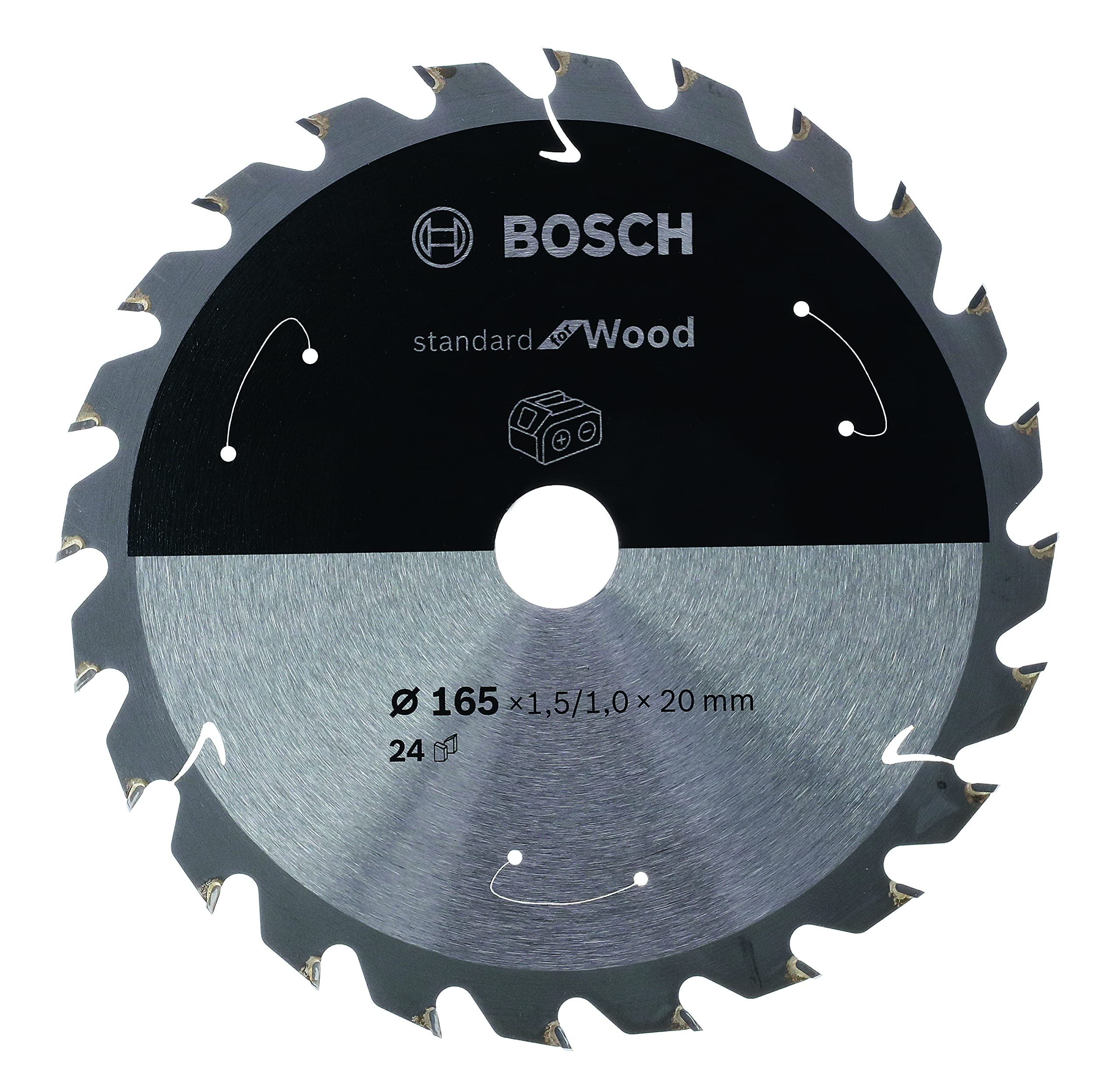 Bosch Professional Circular Saw Blade Standard (for Wood, 165 x 10 x 1.5 mm, 24 Teeth; Accessories: Cordless Circular Saw)