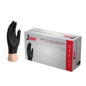 1st choice black gloves disposable latex free - nitrile gloves large black nitrile gloves for cooking - 6 mil, box of 100