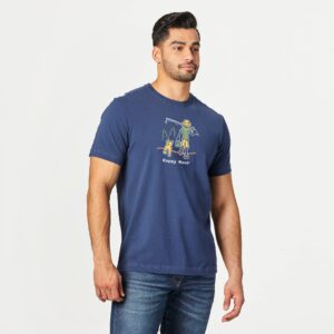 Life is Good Men's Crusher T, Short Sleeve Cotton Graphic Tee Shirt, Happy Hour Fishing, Darkest Blue, X-Large