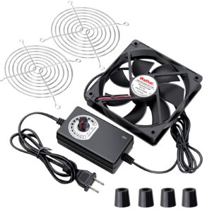 wathai 120mm x 25mm ac powered computer fan with ac plug 110v 120v 220v 240v variable speed controller 3v to 12v, for biltong box greenhouse receiver amplifier xbox dvr playstation component cooling