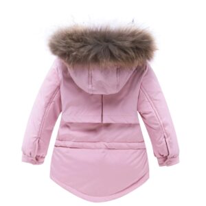 JELEUON Baby Girls Two Piece Winter Warm Hooded Snowsuit Puffer Down Jacket with Snow Ski Bib Pants Outfits