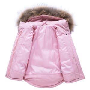 JELEUON Baby Girls Two Piece Winter Warm Hooded Snowsuit Puffer Down Jacket with Snow Ski Bib Pants Outfits