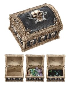 forged dice co. deluxe skull and bones dice storage chest box - container holds up to 10 sets of polyhedral dice or 70 individual dice with foam insert for polyhedral 7 dice set