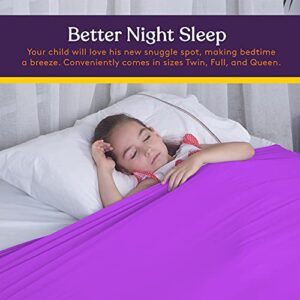 Special Supplies Sensory Bed Sheet for Kids Compression Alternative to Weighted Blankets - Breathable, Stretchy - Cool, Comfortable Sleeping Bedding (Purple, Twin)