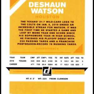 2019 Donruss #106 Deshaun Watson NM-MT Houston Texans Officially Licensed NFL Trading Card