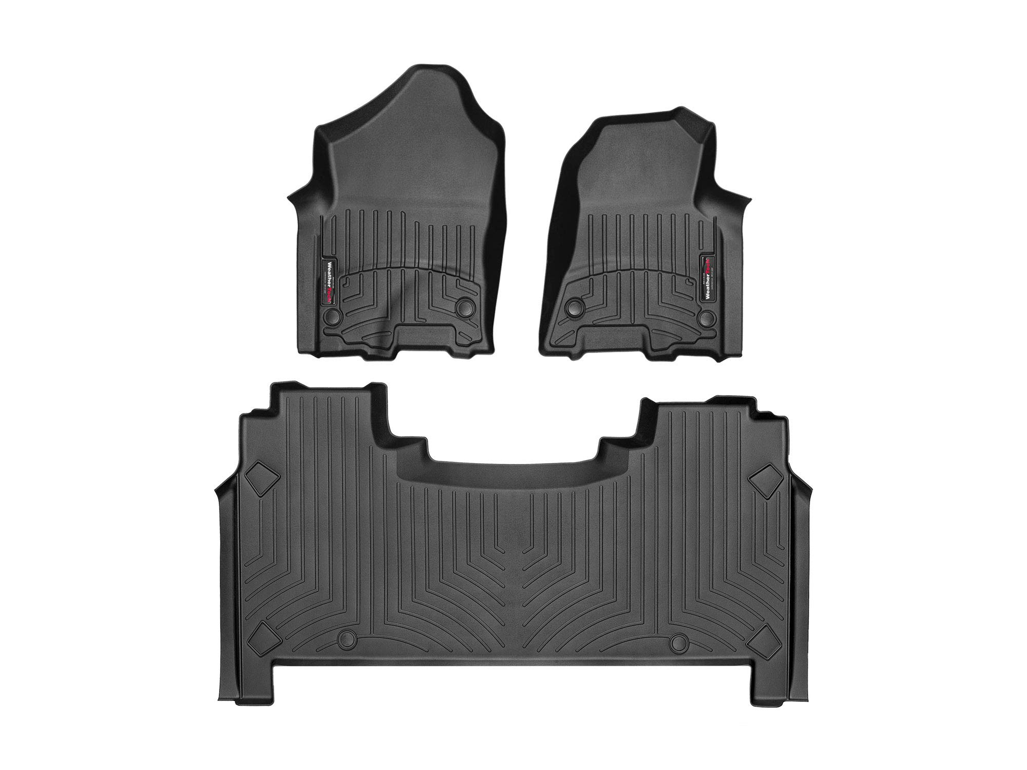 WeatherTech Custom Fit FloorLiners for Ram Truck 1500 TRX, Ram 1500 TRX, Ram Truck 1500, Ram 1500-1st & 2nd Row (441428-1-3), Black