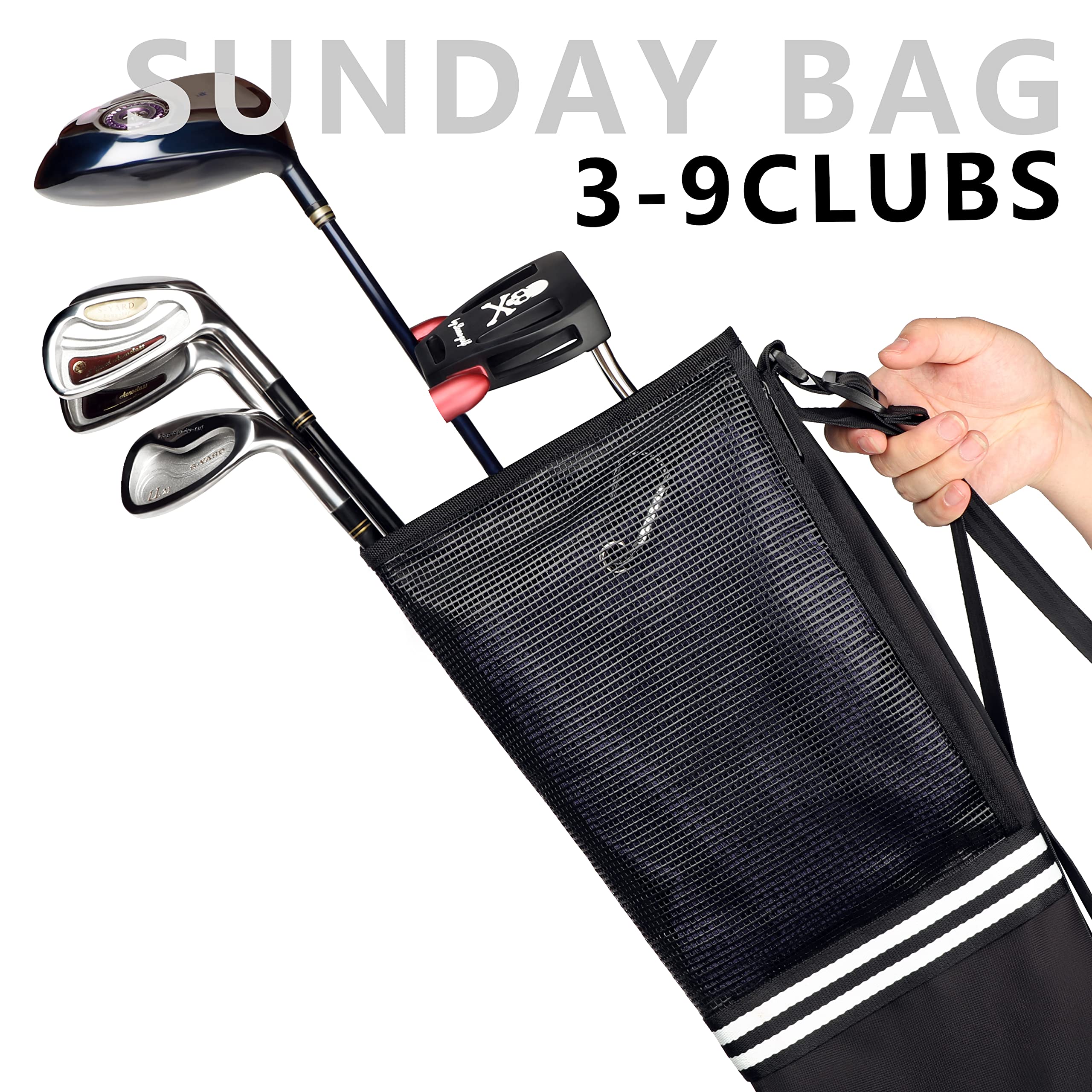 Champkey USA Golf Carry Bag - Lightweight Sunday Bag (Black)