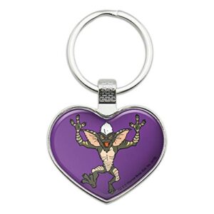 gremlins stripe keychain heart love metal key chain ring