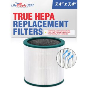 true hepa air cleaner filter replacement evo compatible with dyson pure cool link tp01 am11 bp01 tp02 tp03 tower air cleaners, part 968126-03 by lifesupplyusa