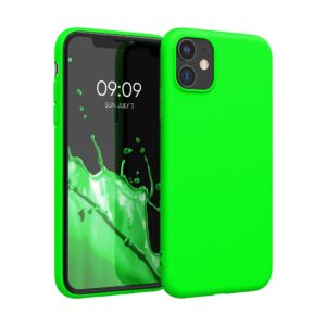 kwmobile case compatible with apple iphone 11 case - soft slim protective tpu silicone cover - neon green