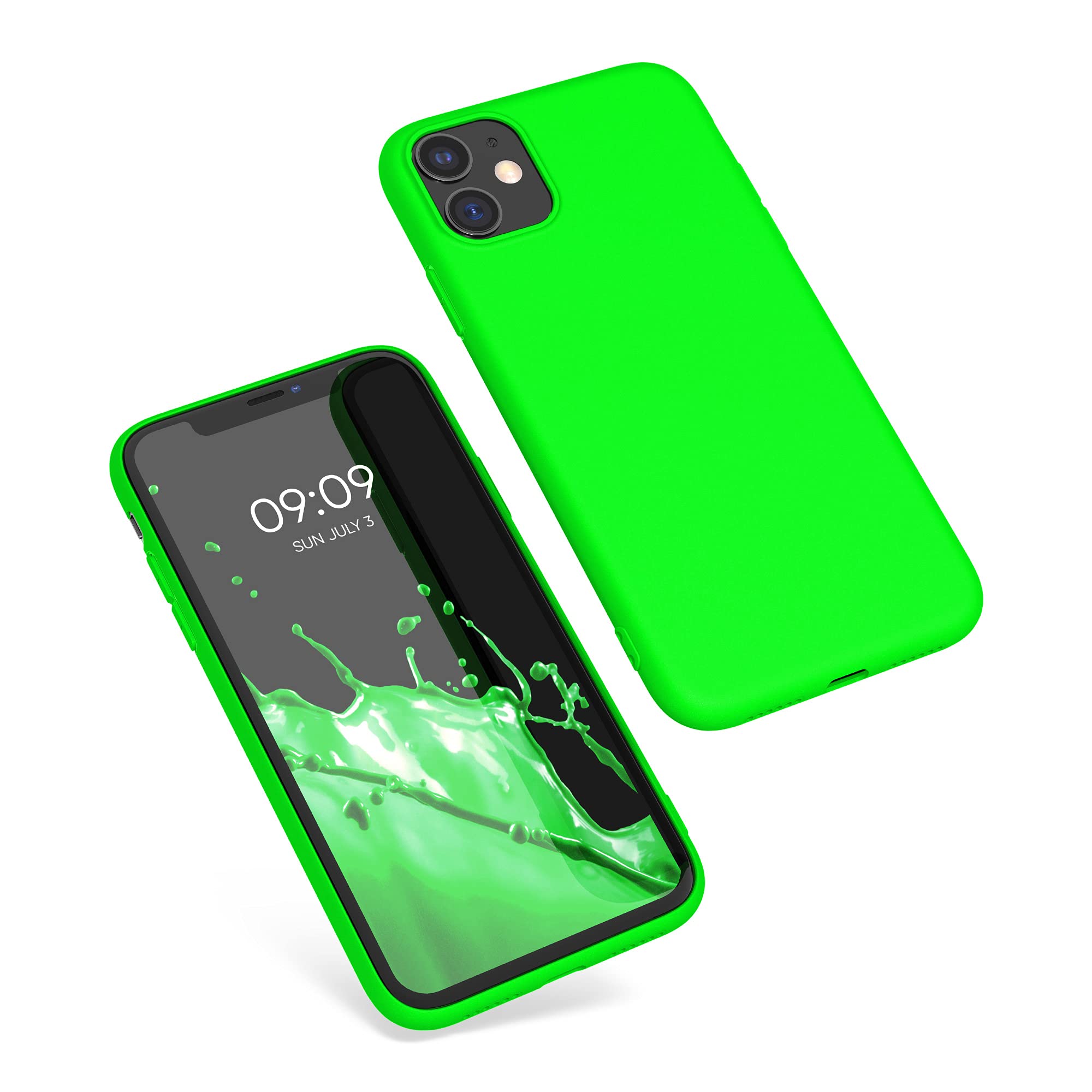 kwmobile Case Compatible with Apple iPhone 11 Case - Soft Slim Protective TPU Silicone Cover - Neon Green