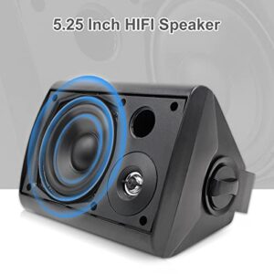 Herdio 5.25 Inches 200 Watts Passive Wired Indoor Outdoor Patio Deck Speakers All Weather Wall Mount System