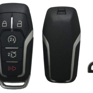 Smart Key Fob Shell Case Fit for Ford Fusion Mustang Explorer Edge 5 Buttons Keyless Entry Remote Key Fob Cover Housing (Black)