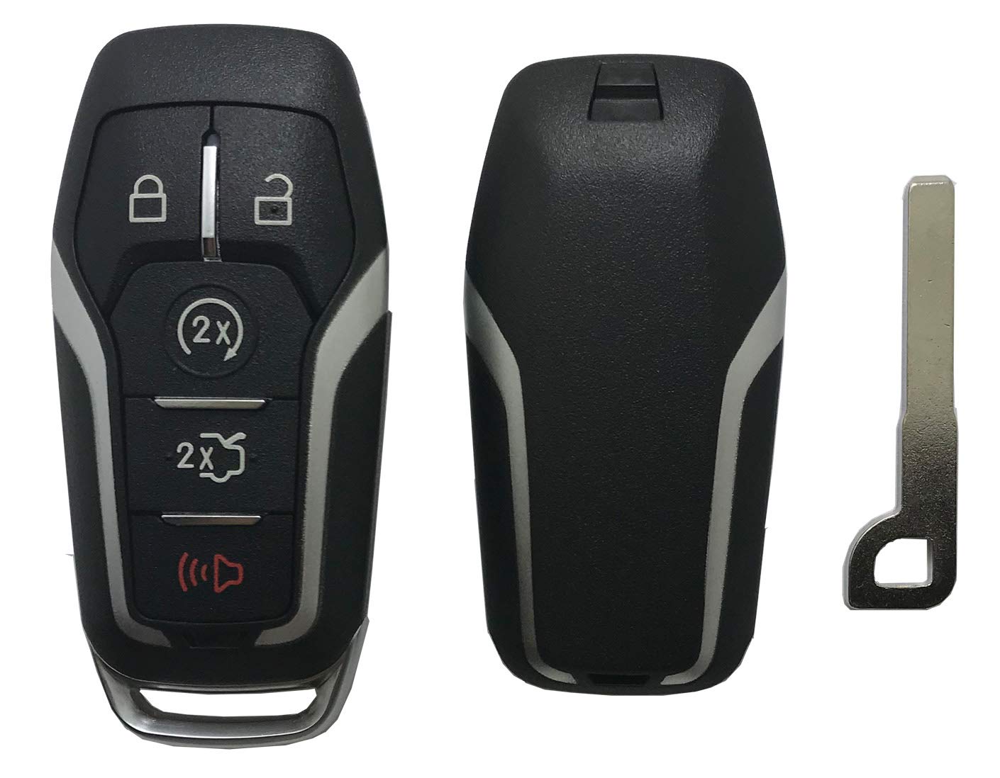 Smart Key Fob Shell Case Fit for Ford Fusion Mustang Explorer Edge 5 Buttons Keyless Entry Remote Key Fob Cover Housing (Black)