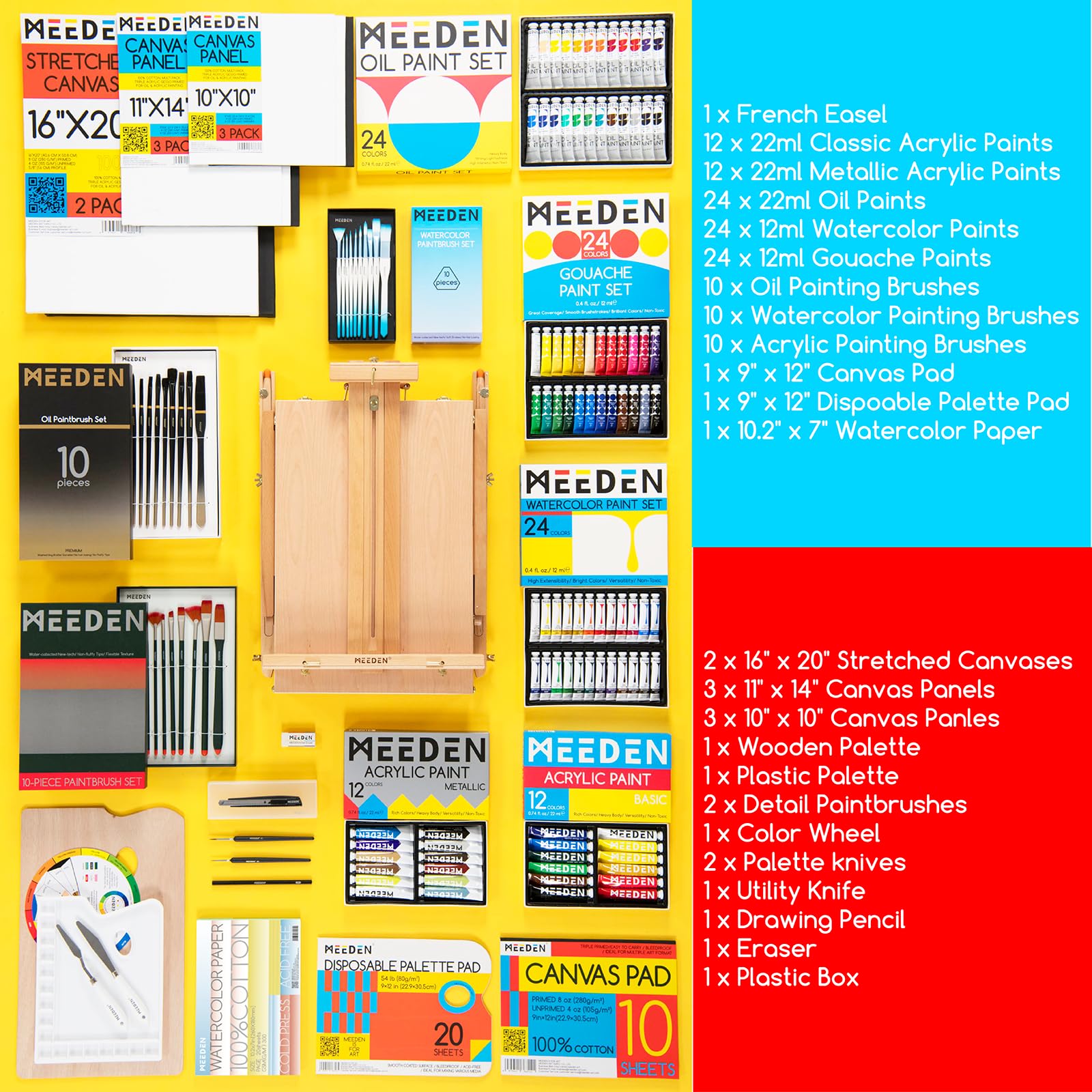 MEEDEN 149PCS Art Supplies with French Easel, All-in-one Painting Set for Artists