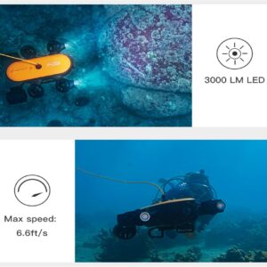 Geneinno T1 Underwater Drone Camera 4K UHD ROV, for Real-Time Viewing, Streaming & Recording, Underwater Inspection and Exploration, Yachting, Education (492FT Tether) (150m)