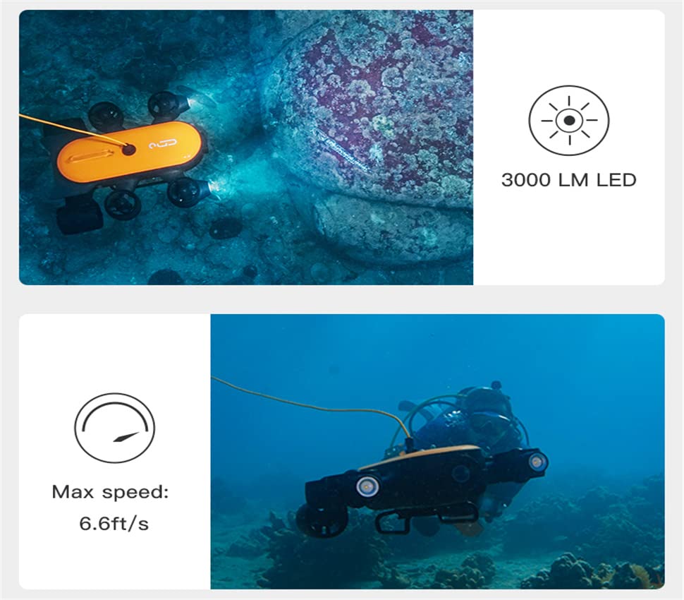 Geneinno T1 Underwater Drone Camera 4K UHD ROV, for Real-Time Viewing, Streaming & Recording, Underwater Inspection and Exploration, Yachting, Education (492FT Tether) (150m)