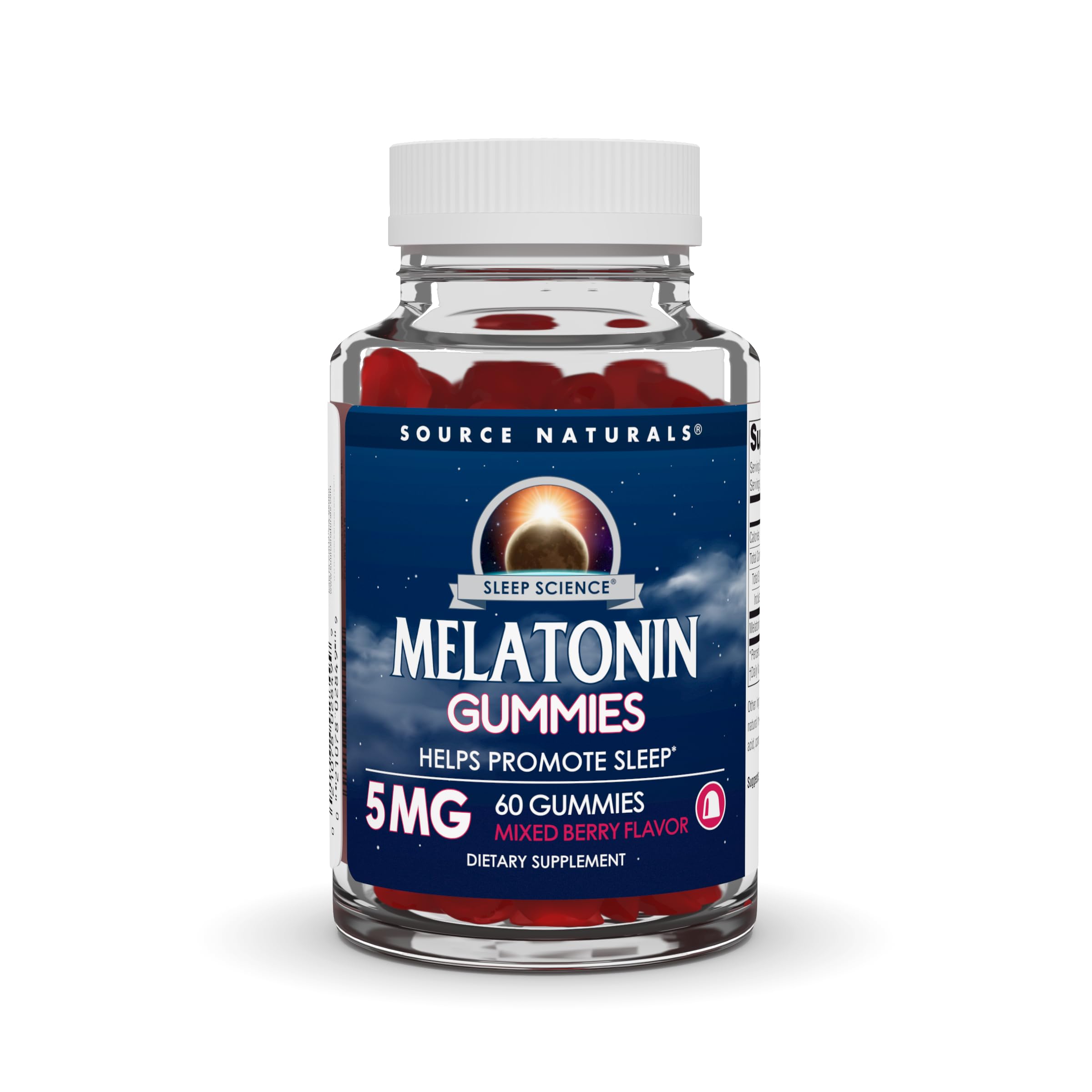 Source Naturals Sleep Science Melatonin Mixed Berry Flavored Gummies, Helps Promote Sleep*, 5 mg - 60 Gummies