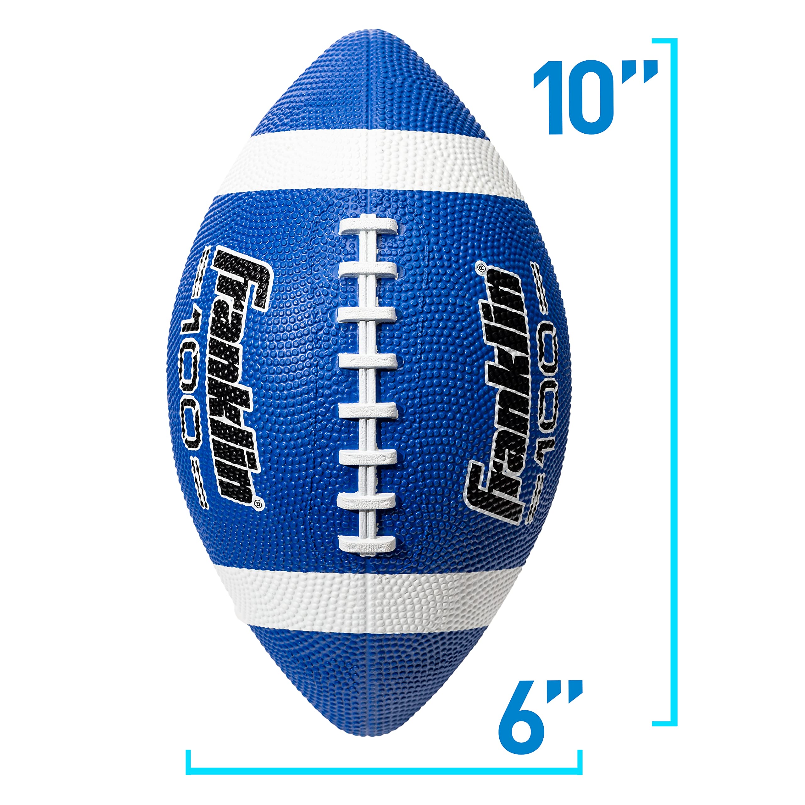 Franklin Sports Junior Footballs - Grip-Rite 100 - Kids Junior Size Rubber Footballs - Youth Footballs - 6 Pack of Footballs with Pump - Blue/White