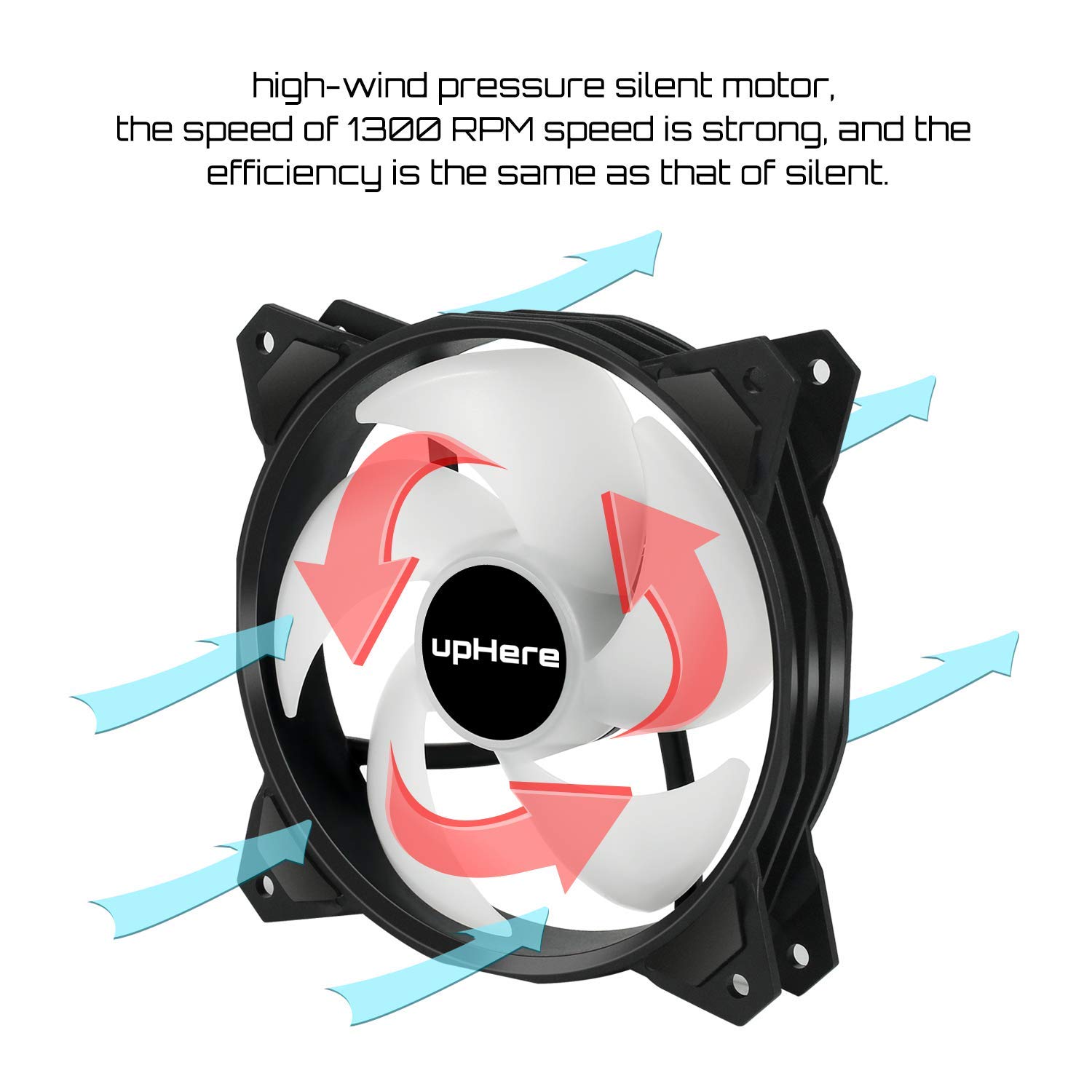 upHere Long Life 120mm 3-Pin High Airflow Quiet Edition Rainbow LED Case Fan for PC Cases, CPU Coolers, and Radiators 3-Pack,(PF120CF3-3)