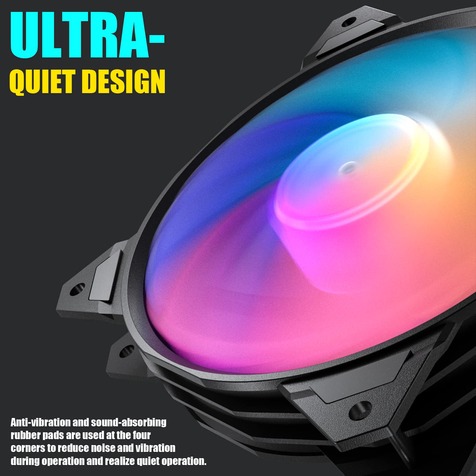 upHere Long Life 120mm 3-Pin High Airflow Quiet Edition Rainbow LED Case Fan for PC Cases, CPU Coolers, and Radiators 3-Pack,(PF120CF3-3)