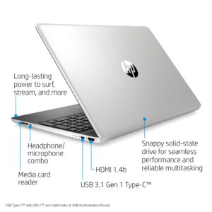 HP 15-Inch HD Touchscreen Laptop, 10th Gen Intel Core i3-1005G1, 4 GB SDRAM, 128 GB Solid-State Drive, Windows 10 Home in S Mode (15-dy1010nr, Natural Silver), 15-15.99 inches