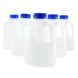 cornucopia 32oz plastic jugs (6-pack); 1-quart / 32-ounce bottles with caps for juice, water, sports and protein drinks and milk, bpa-free