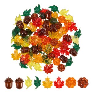 toperd hanging ornament 84pcs acrylic leaves, pumpkins, acorns for thanksgiving decoration, autumn table scatters, vase filler(5 colors)