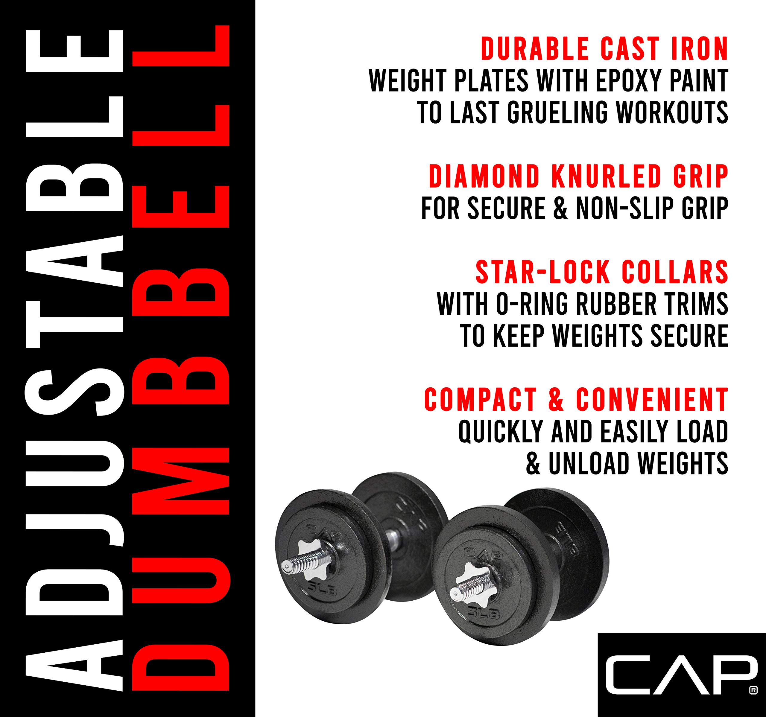 CAP Barbell 30-Pound Adjustable Dumbbell Weight (Pair)