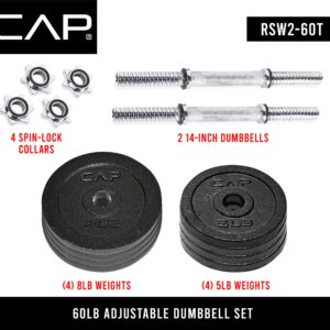 CAP Barbell 30-Pound Adjustable Dumbbell Weight (Pair)