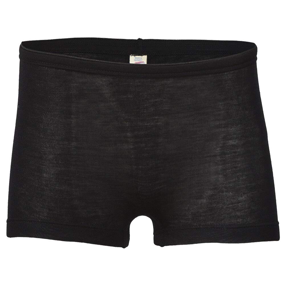 Women’s Thermal Underwear: Moisture Wicking Merino Wool Silk Boy Shorts (EU 38-40 / Small, Black)