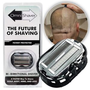 premium omnishaver - black - the fastest way to shave head, legs, arms, body | self-cleans during use, no rinsing during shave, water saving eco-friendly, self-stropping blades