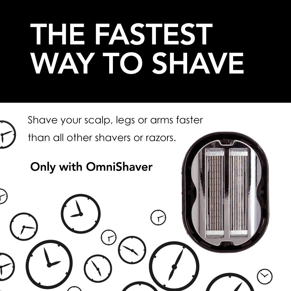 Premium Omnishaver - Black - The Fastest Way to Shave Head, Legs, Arms, Body | Self-Cleans During Use, No Rinsing During Shave, Water Saving Eco-Friendly, Self-Stropping Blades