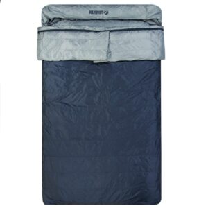 klymit ksb double sleeping bag for 2, 30°f cold weather sleeping bag for camping, hiking, and backpacking, gray