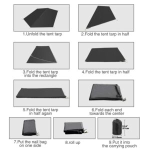 REDCAMP Hammock Rain Fly Camping Tarp Waterproof, Lightweight Backpacking Rain Tarp Shelter for Hiking Outdoor Hexagon Black 10x12ft