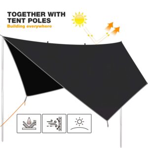 REDCAMP Hammock Rain Fly Camping Tarp Waterproof, Lightweight Backpacking Rain Tarp Shelter for Hiking Outdoor Hexagon Black 10x12ft