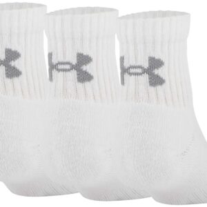 Under Armour Youth Training Cotton Quarter Socks, Multipairs , White (3-Pairs) , Small