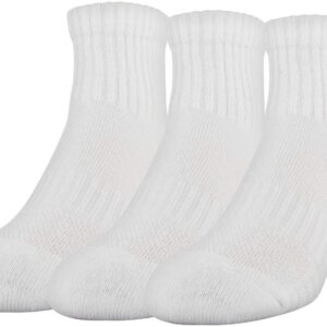 Under Armour Youth Training Cotton Quarter Socks, Multipairs , White (3-Pairs) , Small