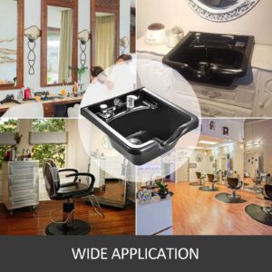 Happybuy Shampoo Bowl Sink Black ABS Plastic Salon and Spa Hair Sink Beauty Salon Equipment for Hair Stylists