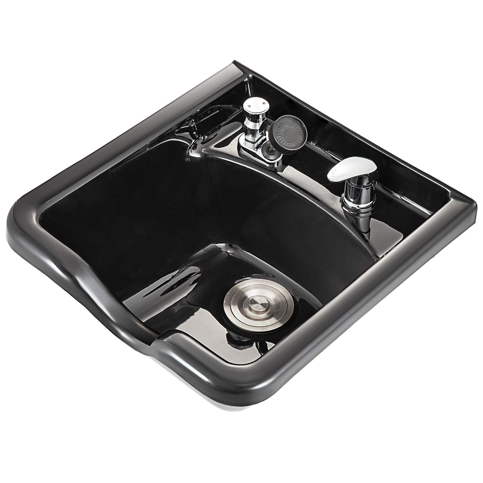 Happybuy Shampoo Bowl Sink Black ABS Plastic Salon and Spa Hair Sink Beauty Salon Equipment for Hair Stylists