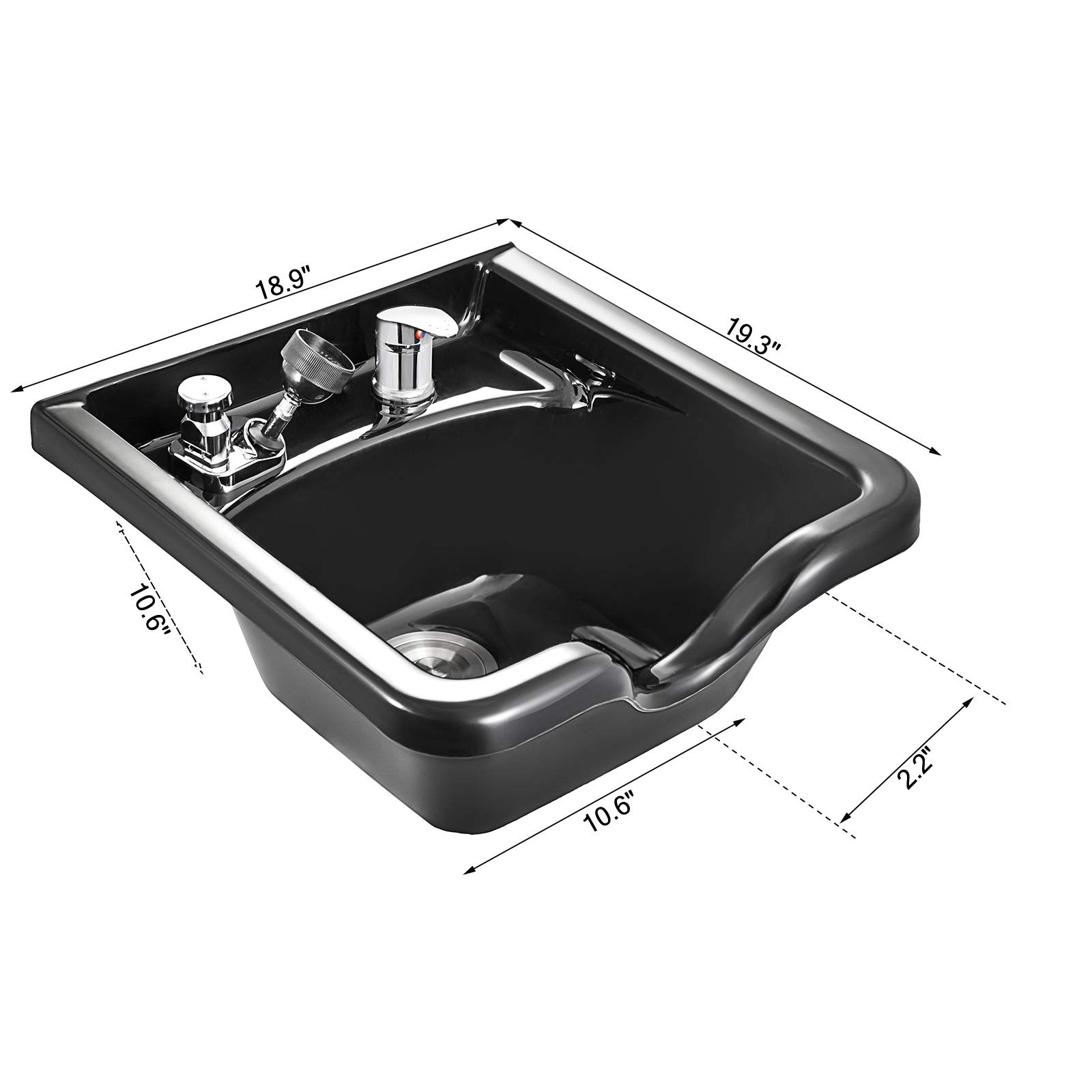 Happybuy Shampoo Bowl Sink Black ABS Plastic Salon and Spa Hair Sink Beauty Salon Equipment for Hair Stylists