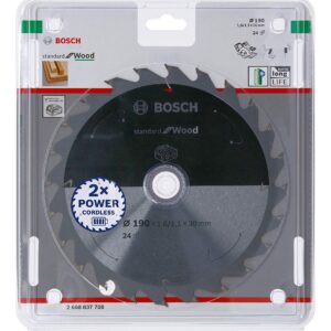 Bosch Professional 2608837708 Blade Standard (for Wood, 190 x 30 x 1.6 mm, 24 Teeth Accessories: Cordless Circular Saw)