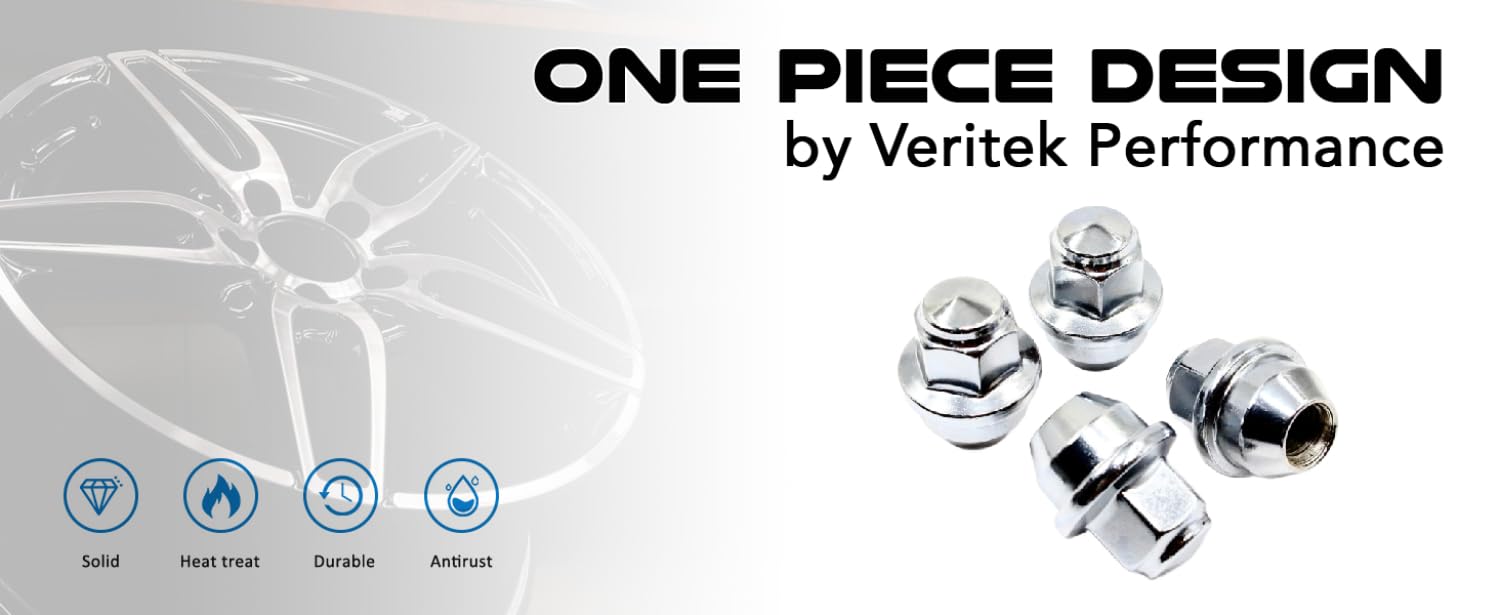 Set of 20 Veritek 12x1.5mm 3/4 19mm Hex 1.46 Inch 37mm Length Chrome OEM Factory Style Large Acorn Seat Wheel Cover Hubcap Retaining Lug Nuts for Ford Focus Fusion Escape Factory Wheels