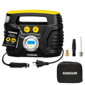 kensun ac/dc tire inflator pump for car 12v dc and home 110v ac swift performance 2.0 portable air compressor pump for car and home