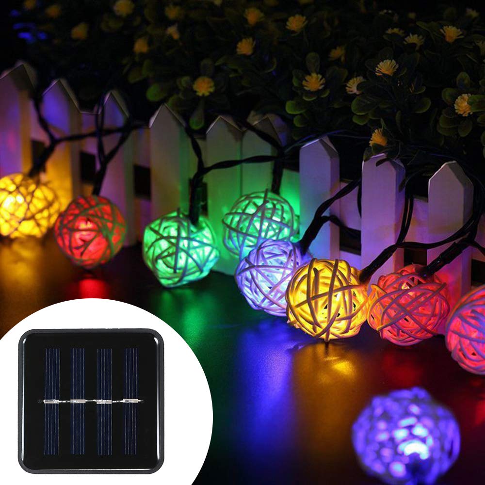 Decdeal Solar String Lights, 19.7ft 30 LED Rope Light Sepak Takraw Multicolor for Party Garden Home Festival Decoration