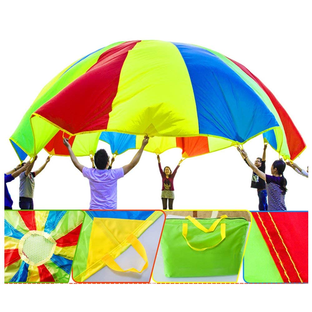 Sonyabecca Parachute 8 Feet for Kids with 9 Handles Play Parachute for 4 8 Kids Tent Cooperative Games Birthday Gift