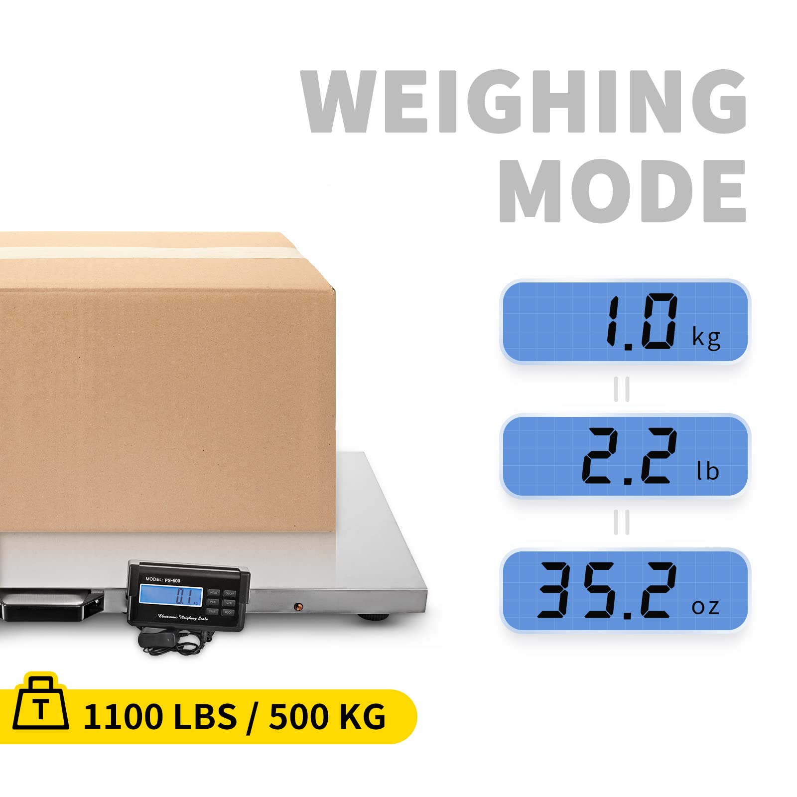 Happybuy 1100Lbs x 0.2Lbs Digital Livestock Scale Large Pet Vet Scale Stainless Steel Platform Electronic Postal Shipping Scale Heavy Duty Large Dog Hog Sheep Goat Pig Sheep Scale