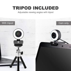 VITADE Streaming Webcam 1080P, 960A HD Web Camera USB Web Cam for Gaming Conferencing Video Chatting Mac Windows Desktop Computer Laptop Wide Angle Webcam with Ring Light & Microphone & Tripod